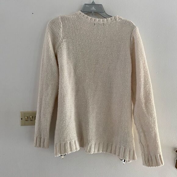 H&M winter white zipper detail wool blend sweater size large - Picture 3 of 4